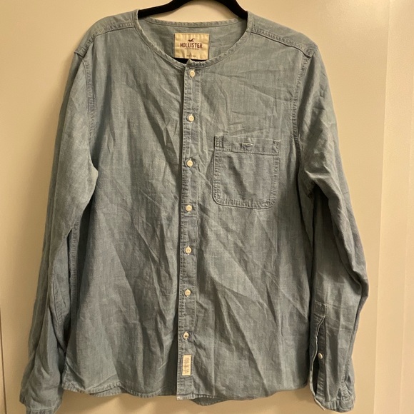 Hollister Collarless Button Down Shirt - Picture 1 of 2